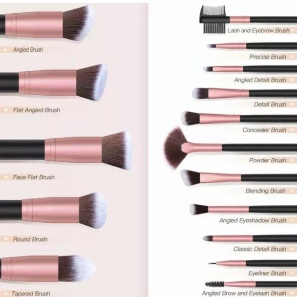 Bestope Deluxe 16 Piece CompleteMakeup Brush Kit Set Rose Gold Black NIP - Picture 2 of 3